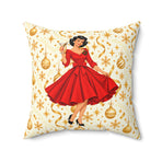 Mid Century Modern Christmas Martini Gal Pillow Insert and Cover