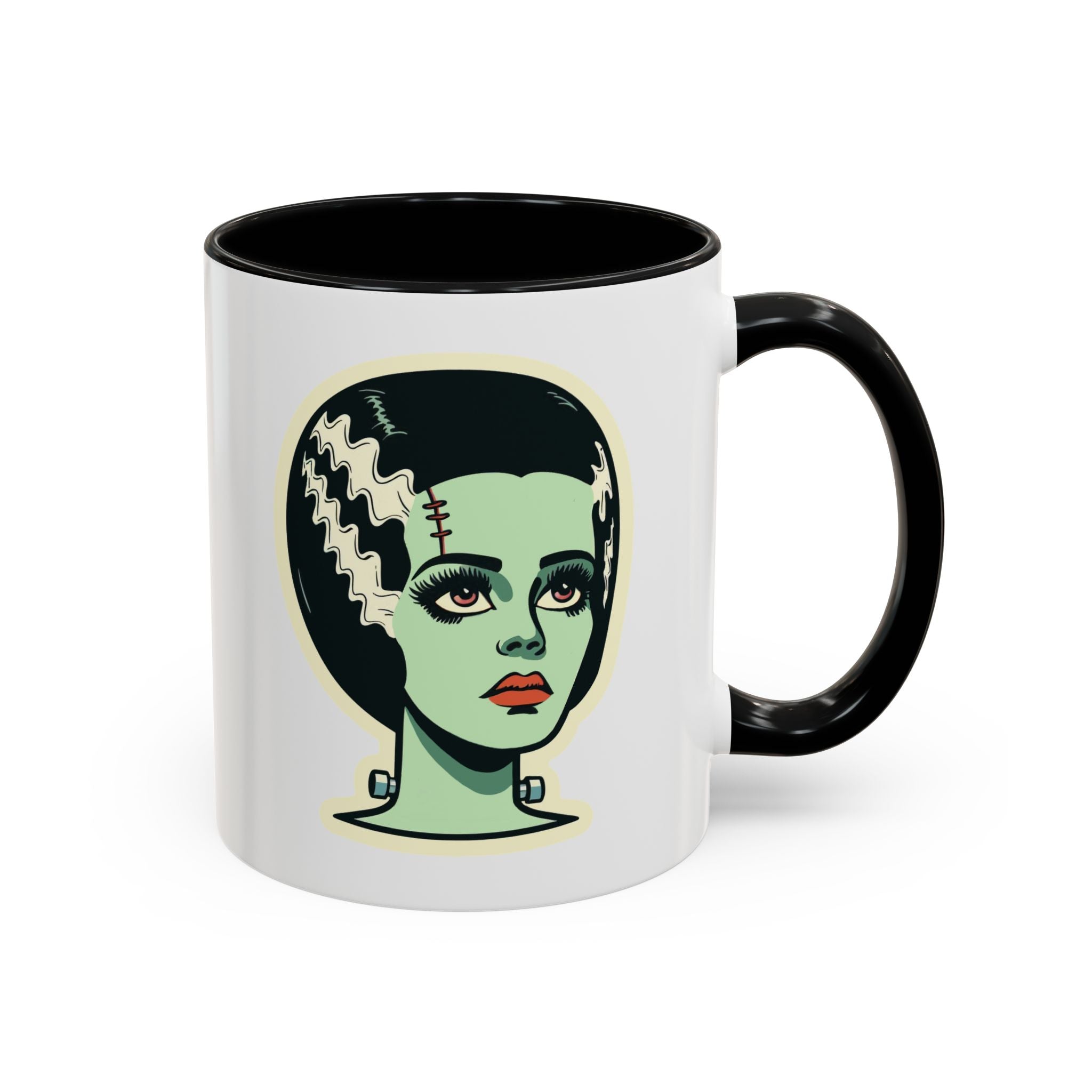 Bride of Frankenstein Retro Mid Mod Horror Buff Accent Coffee Mug - Mid Century Modern Gal