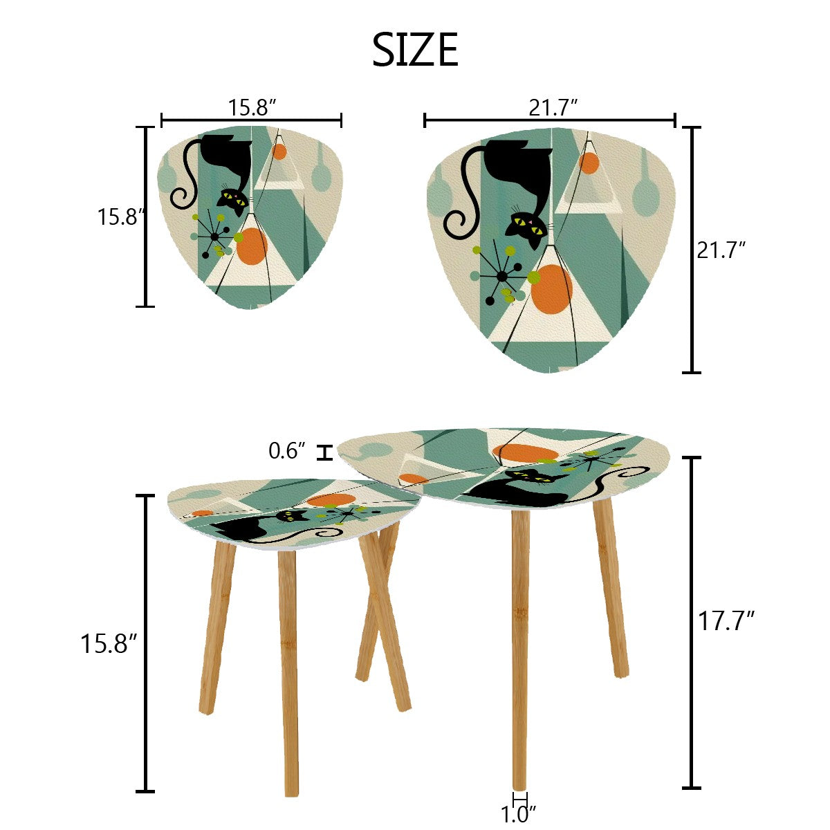 Atomic Cat Martini Cocktail Hour, Kitschy Mid Century Modern Nesting Tables - Mid Century Modern Gal