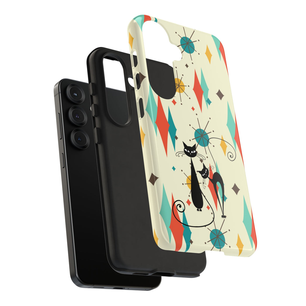 Atomic Kitty Cat, Mid Mod Franciscan Pattern, Kitsch Tough Phone Cases
