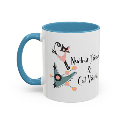 Atomic Cat Coffee Tea Mug, Mid Century Modern Boomerang, Space Age Atomic Drinkware For Cat And Coffee Lovers - Mid Century Modern Gal