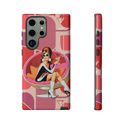 Mid Mod 60s Mod Gal, Kick Back Enjoy, Retro Chic Phone Case with Cocktail Design