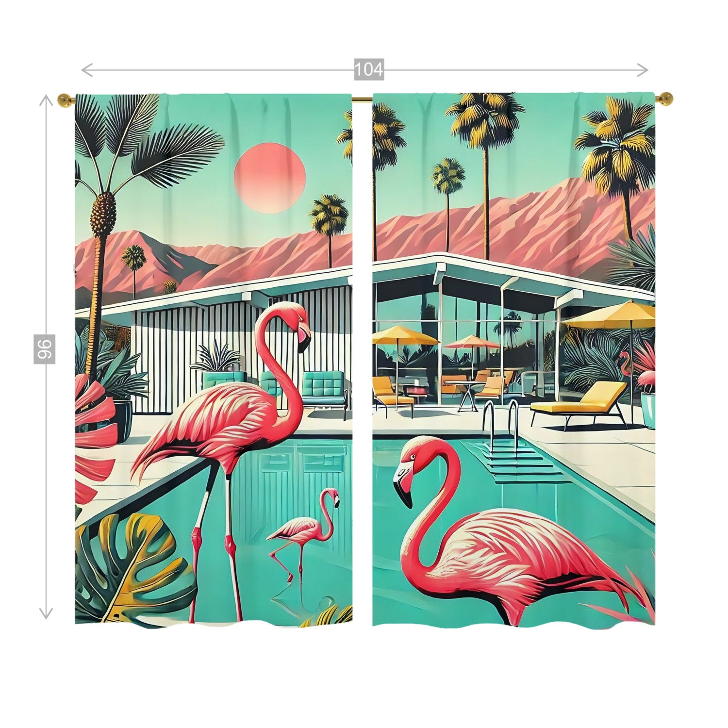 50s Palm Springs California Kitschy Mid Century Modern Window Curtains (two panels)