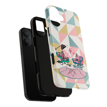Atomic Cats Reading, Book Talk, Book Lover, Retro Chic Phone Case with Retro Vibe - Cozy Living Room Design