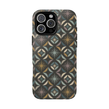 Mid Century Modern Elegant Gray Geometric Starburst Tough Phone Case