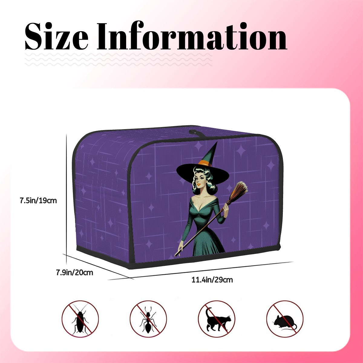 Mid Century Modern Vintage Pin Up Witch Purple Teal Halloween 2 Slice Toaster Cover - Mid Century Modern Gal