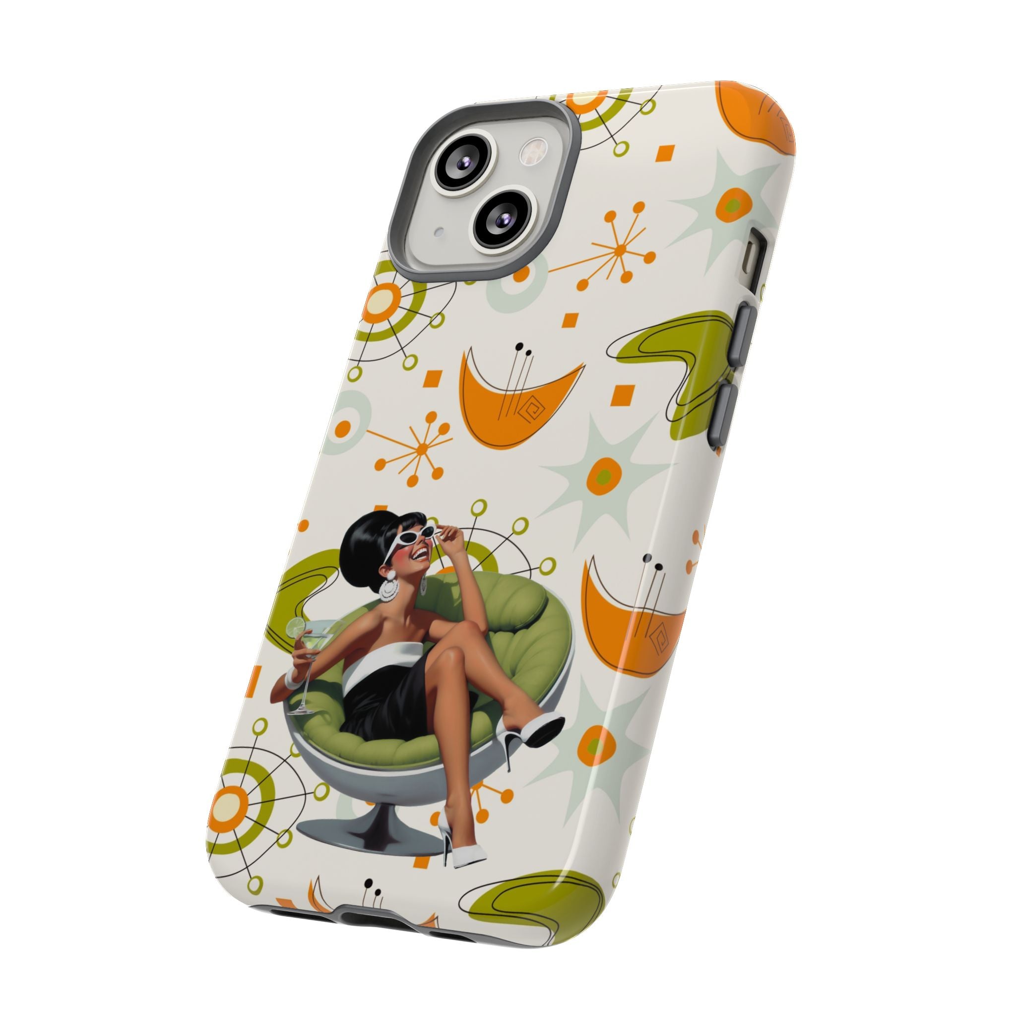 Mid Century Modern Atomic Starburst Mid Mod 60s Gal Retro Chic Tough Phone Case with Vintage Glamour Design
