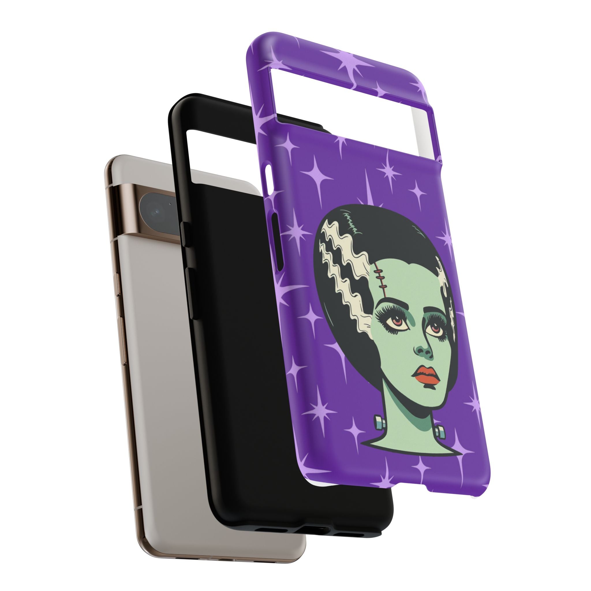 Bride of Frankenstein Retro Mid Mod Horror Buff Purple Halloween Tough Phone Case