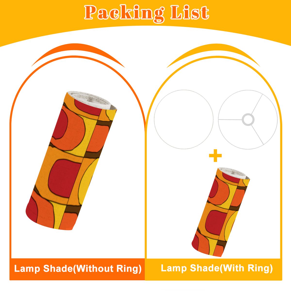 Retro 70s Groovy Mod Yellow Orange Red, Mid Century Modern Lamp Shade ONLY - For Arc Floor Lamps Only - Mid Century Modern Gal