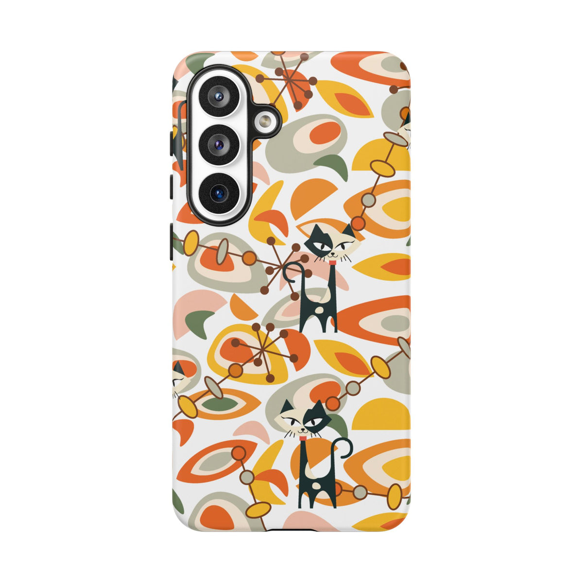 Atomic Cat Mid Mod Orange, Yellow, Groovy Cat Smart Phone Tough Cases