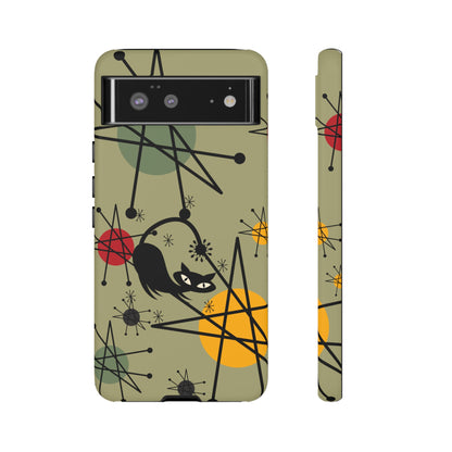 Mid Century Modern Atomic Cat, Retro Chic Groovy Mod Samsung, Smart Phone Tough Cases