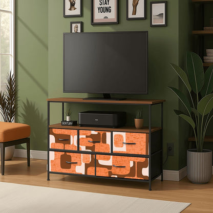 Mid Century Modern Orange Brown Mod Groovy TV Stand Media Console - Mid Century Modern Gal