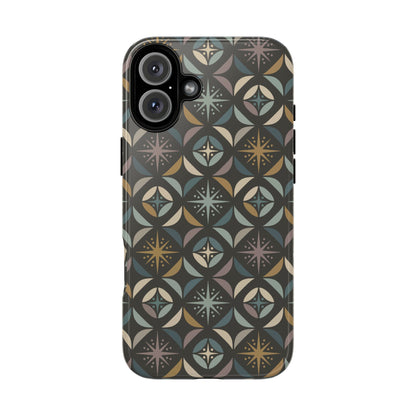 Mid Century Modern Elegant Gray Geometric Starburst Tough Phone Case