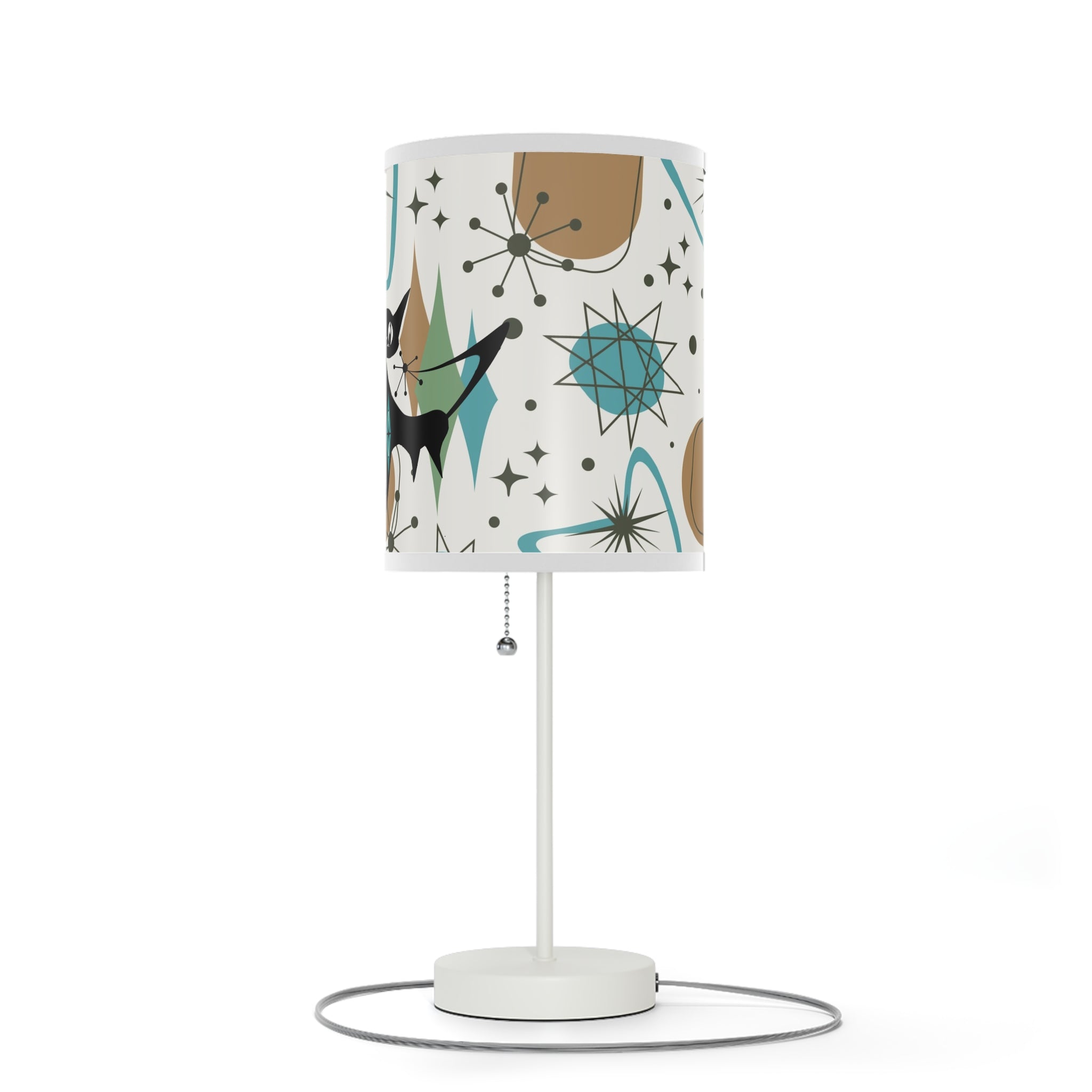 Mid Century Modern Table Lamp, Atomic Kitschy Cats, Starbursts Boomerang Themed Table Lamp - Mid Century Modern Gal