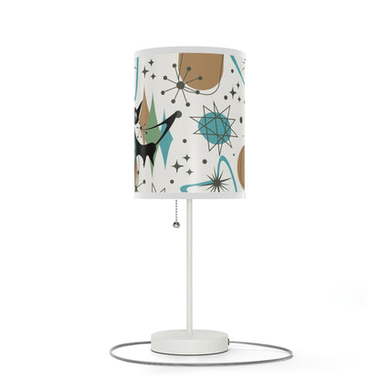 Mid Century Modern Table Lamp, Atomic Kitschy Cats, Starbursts Boomerang Themed Table Lamp - Mid Century Modern Gal