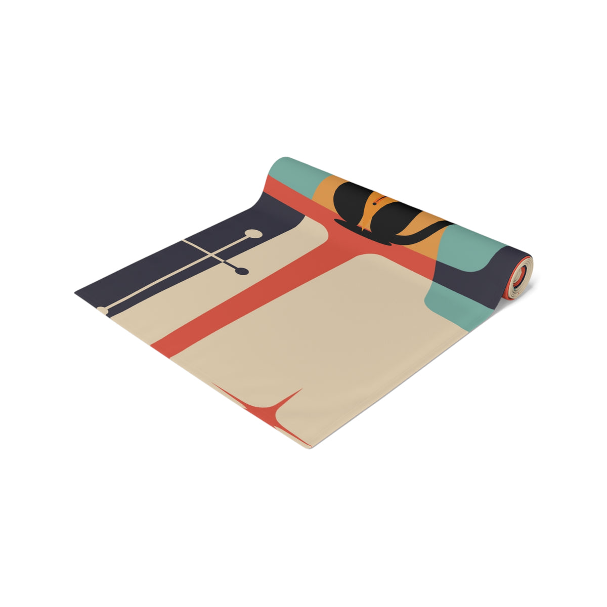 Atomic Cat Table Runner, Mid Century Modern Geometric Kitschy Mod Style - Mid Century Modern Gal