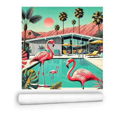 Palm Springs California Wallpaper Mural, Peel And Stick 50s Kitsch