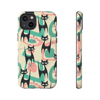 Atomic Cat Mid Century Modern Starburst Retro Kitsch Tough Phone Case - Mid Century Modern Gal
