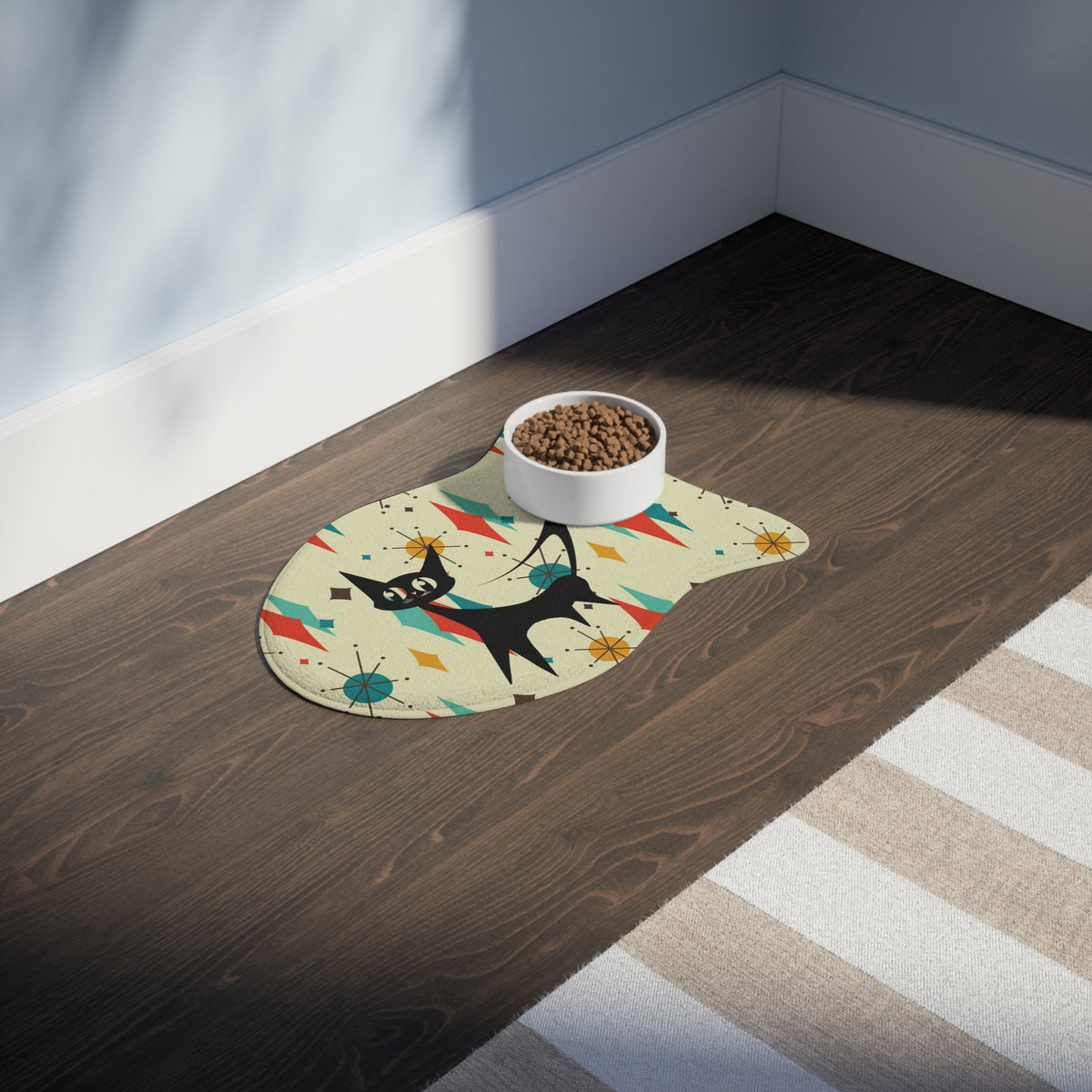 Atomic Cat Fish Shape Feeding Mat Mid Century Modern Atomic Franciscan Diamond Starburst - Mid Century Modern Gal