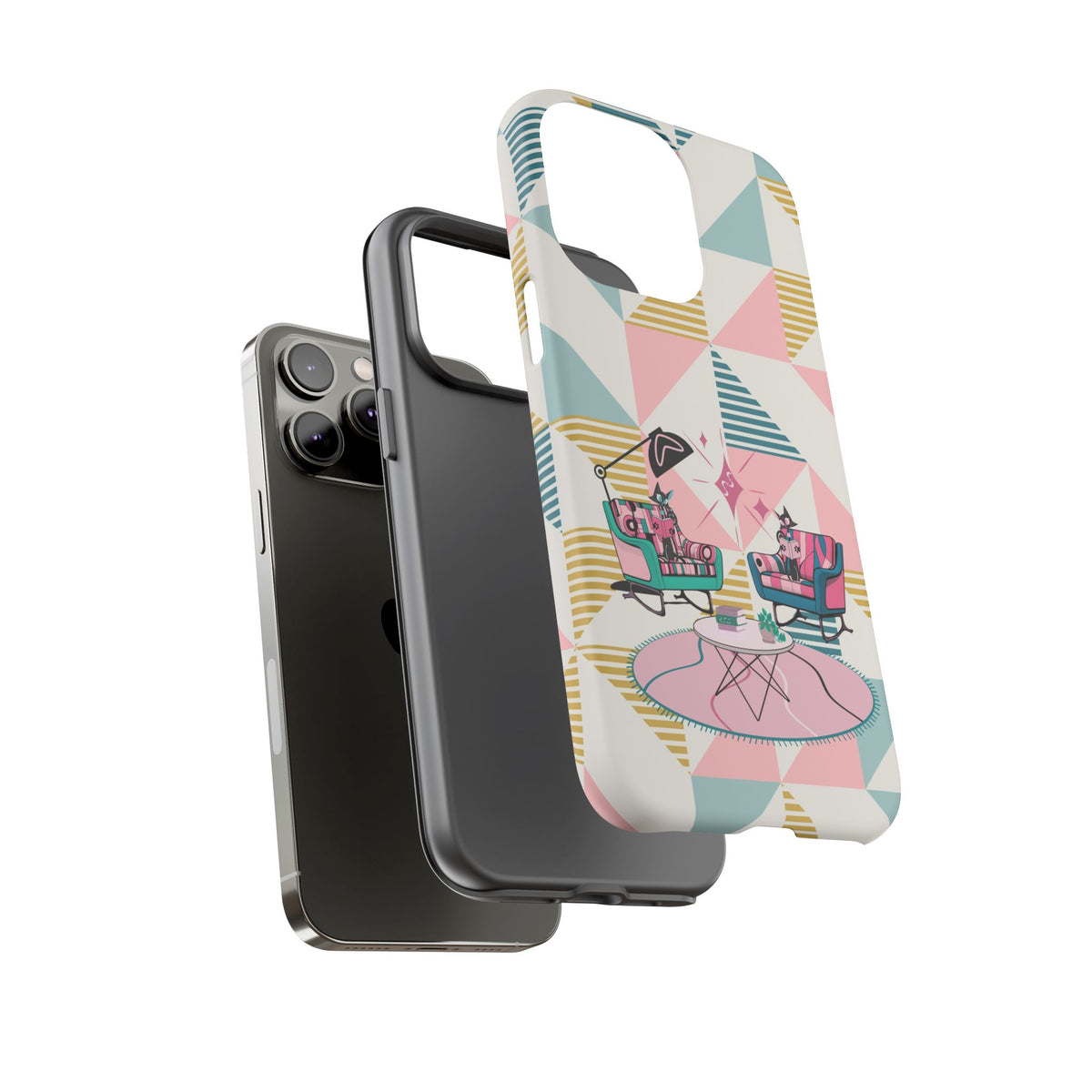 Atomic Cats Reading, Book Talk, Book Lover, Retro Chic Phone Case with Retro Vibe - Cozy Living Room Design