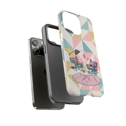 Atomic Cats Reading, Book Talk, Book Lover, Retro Chic Phone Case with Retro Vibe - Cozy Living Room Design