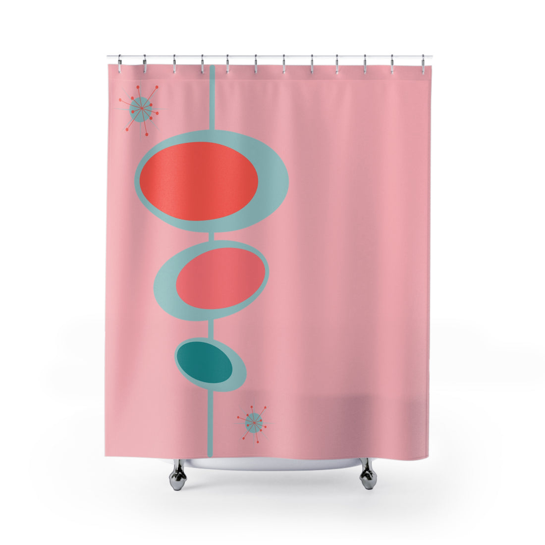 Pop Of Pink Mid Century Modernerist Mod Shower Curtain - Mid Century Modern Gal