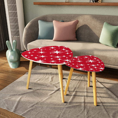 Atomic Starburst Red Mid Century Modern Kitschy Nesting Tables - Mid Century Modern Gal