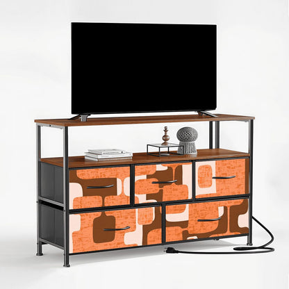 Mid Century Modern Orange Brown Mod Groovy TV Stand Media Console - Mid Century Modern Gal