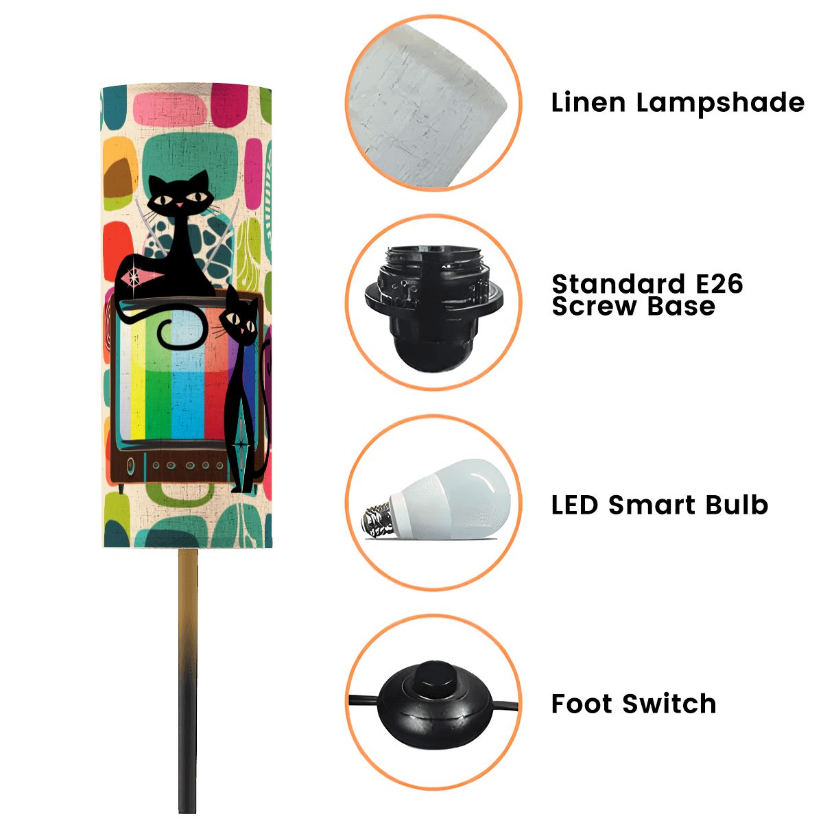 Mid Century Modern Amoeba Designed Kitschy Retro Cats, Quirky Mod Floor Lamp Modern Standing Lamp - Mid Century Modern Gal