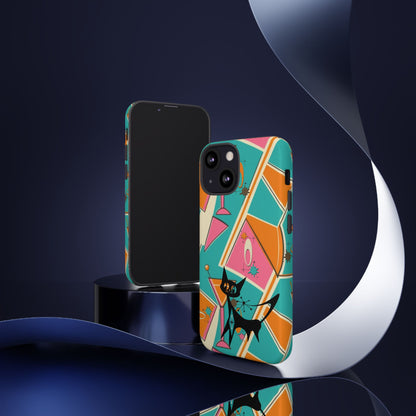 Atomic Cat Mid Mod Retro Cat Phone Case - Tough Cases for Stylish Cat Lovers