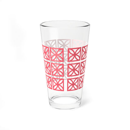 Coral Breeze Block Kitschy Mod 50s Palm Springs, Stylish Glass with Geometric Pattern - Perfect for Entertaining and Home Bar - Mid Century Modern Gal