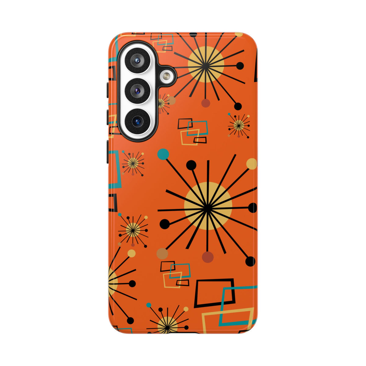 Mid Century Modern Sinatra Orange, Starburst, Geometric Funky Fun Tough Phone Case