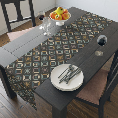 Mid Century Modern Elegant Gray Geometric Starburst Table Runner - Mid Century Modern Gal