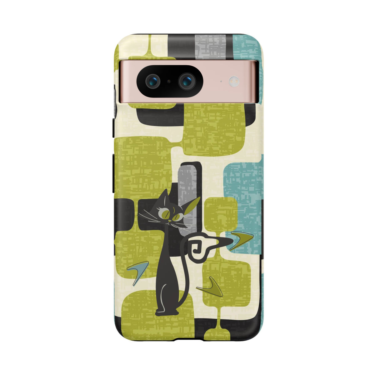 Mid Century Modern Geometric Kitschy Cat, Boomerang Retro Smart Phone Tough Cases