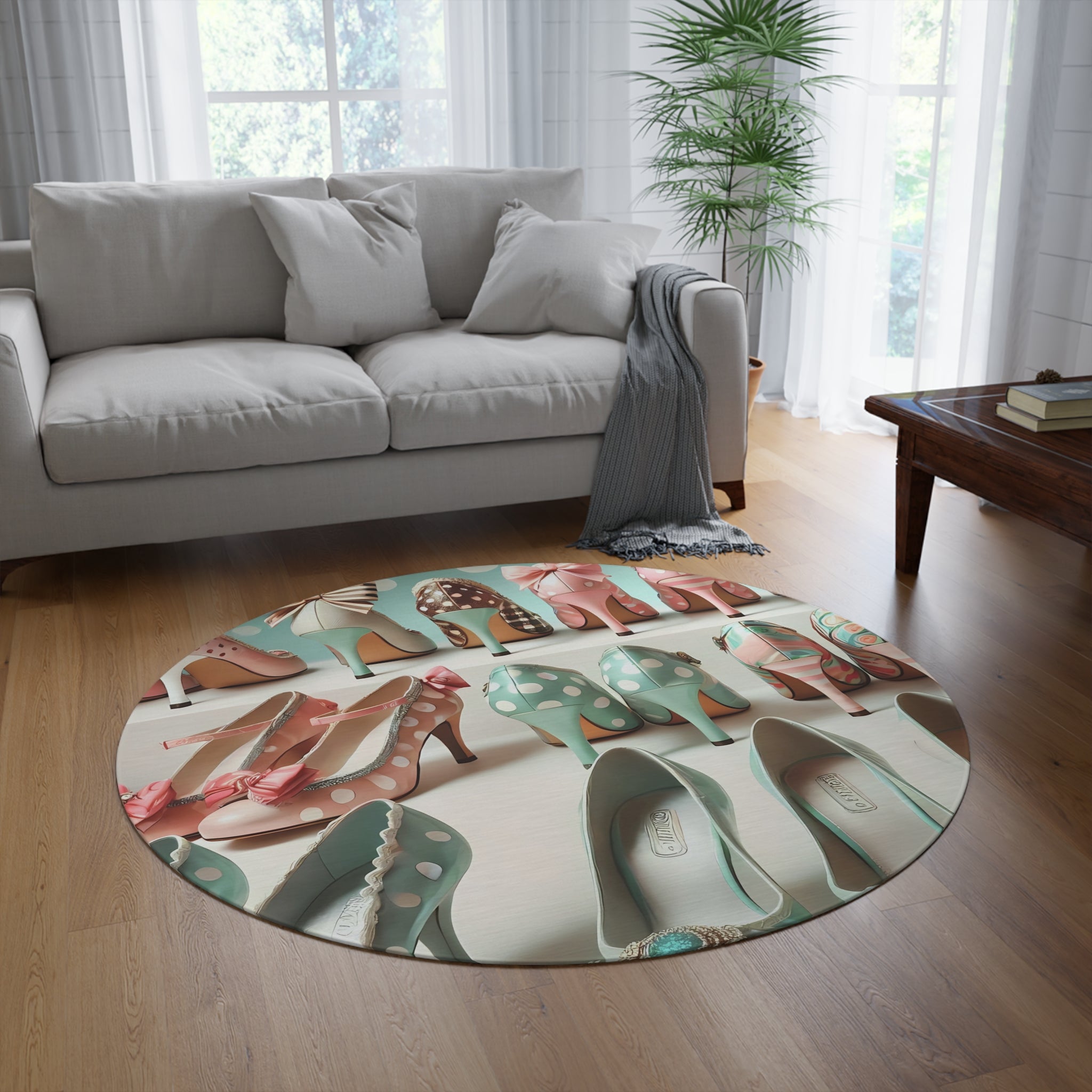 Shoe Lover Chic High Heel Round Rug - Stylish Home Décor for Fashion Lovers - Mid Century Modern Gal