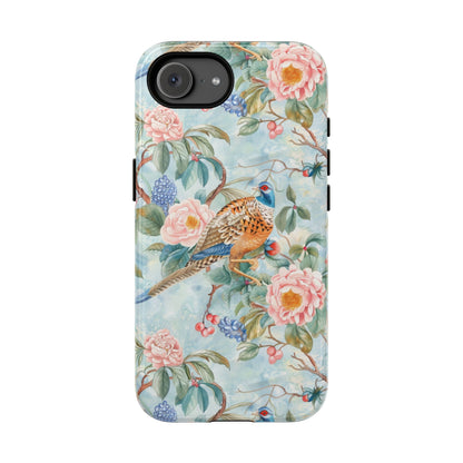 Chinoiserie Designed Floral Pheasant Phone Case with Bird Design