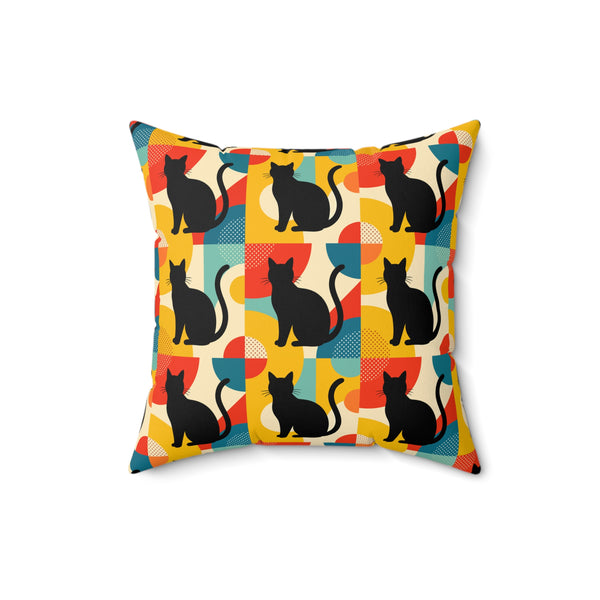 Pop Art Black Atomic Cats, Red Blue Yellow, Pillow Cover and Insert