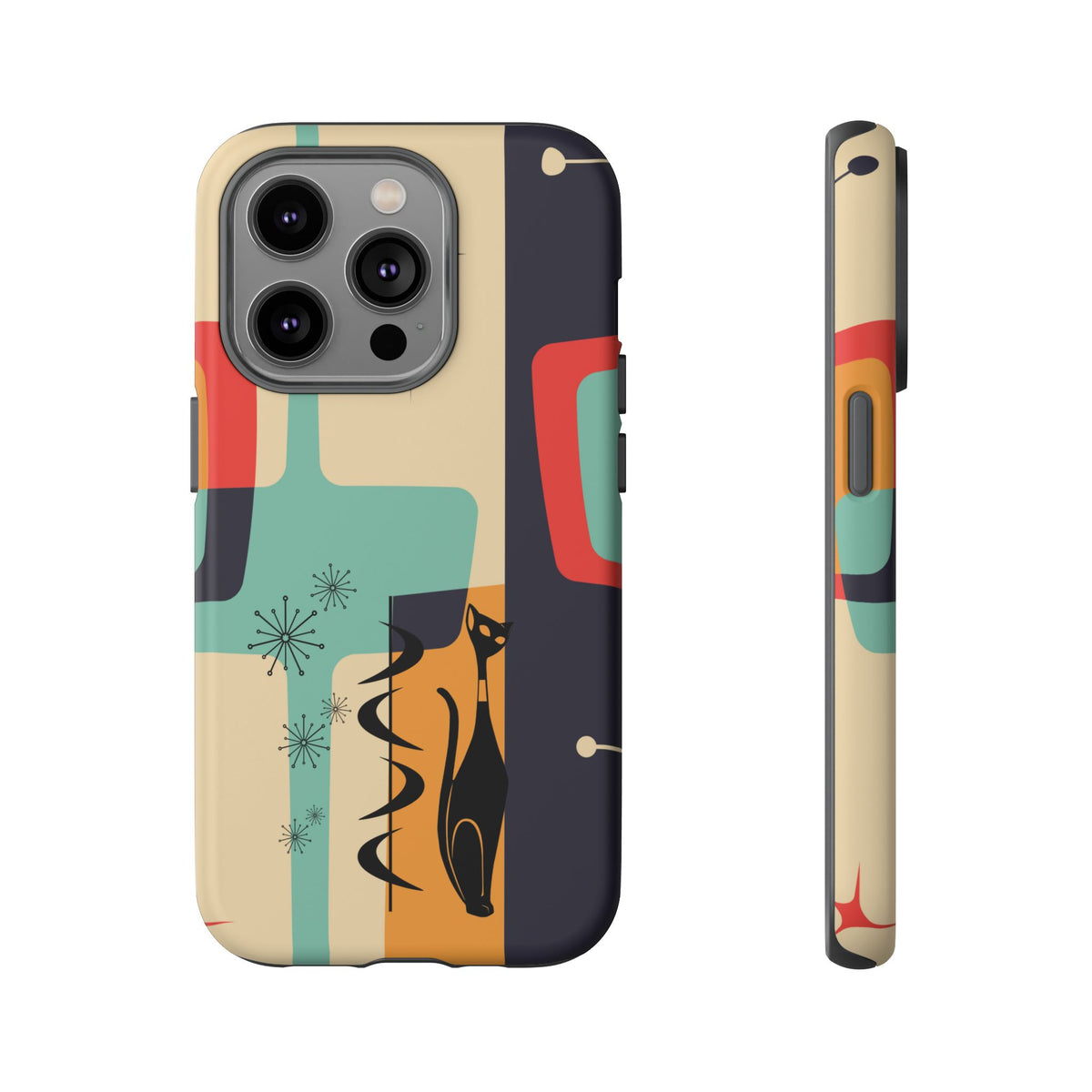Mid Century Modern, Geometric, Atomic Cat Groovy Smart Phones Tough Phone Cases