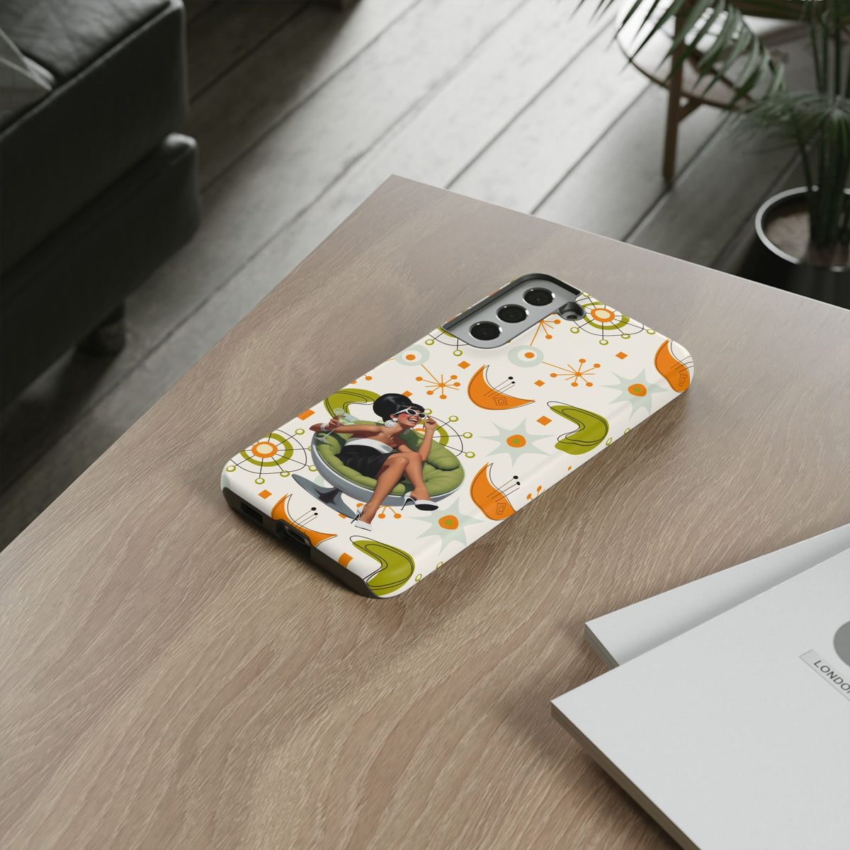 Mid Century Modern Atomic Starburst Mid Mod 60s Gal Retro Chic Tough Phone Case with Vintage Glamour Design