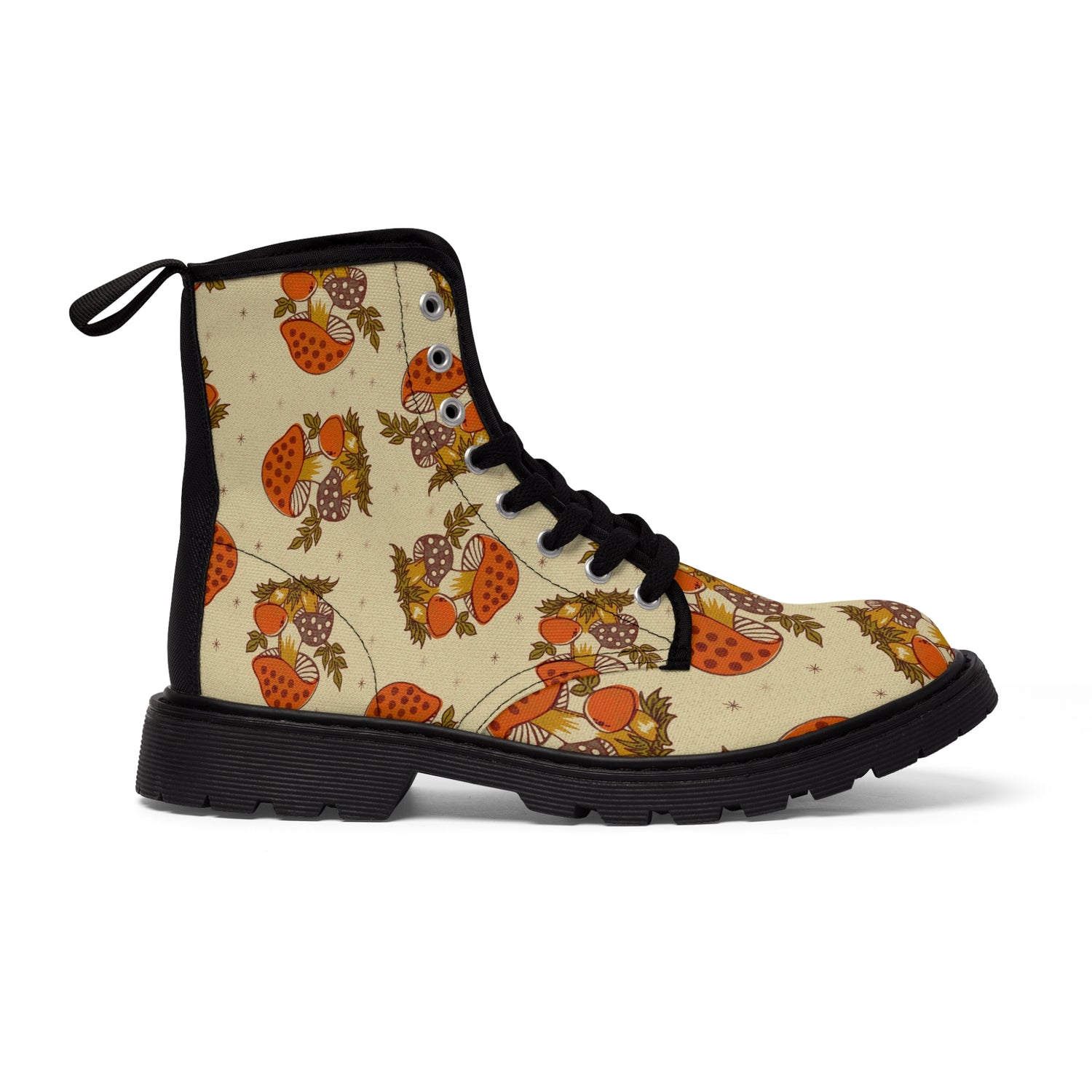 70s Mushroom Groovy Hip, Orange, Brown, Funky Combat Boots