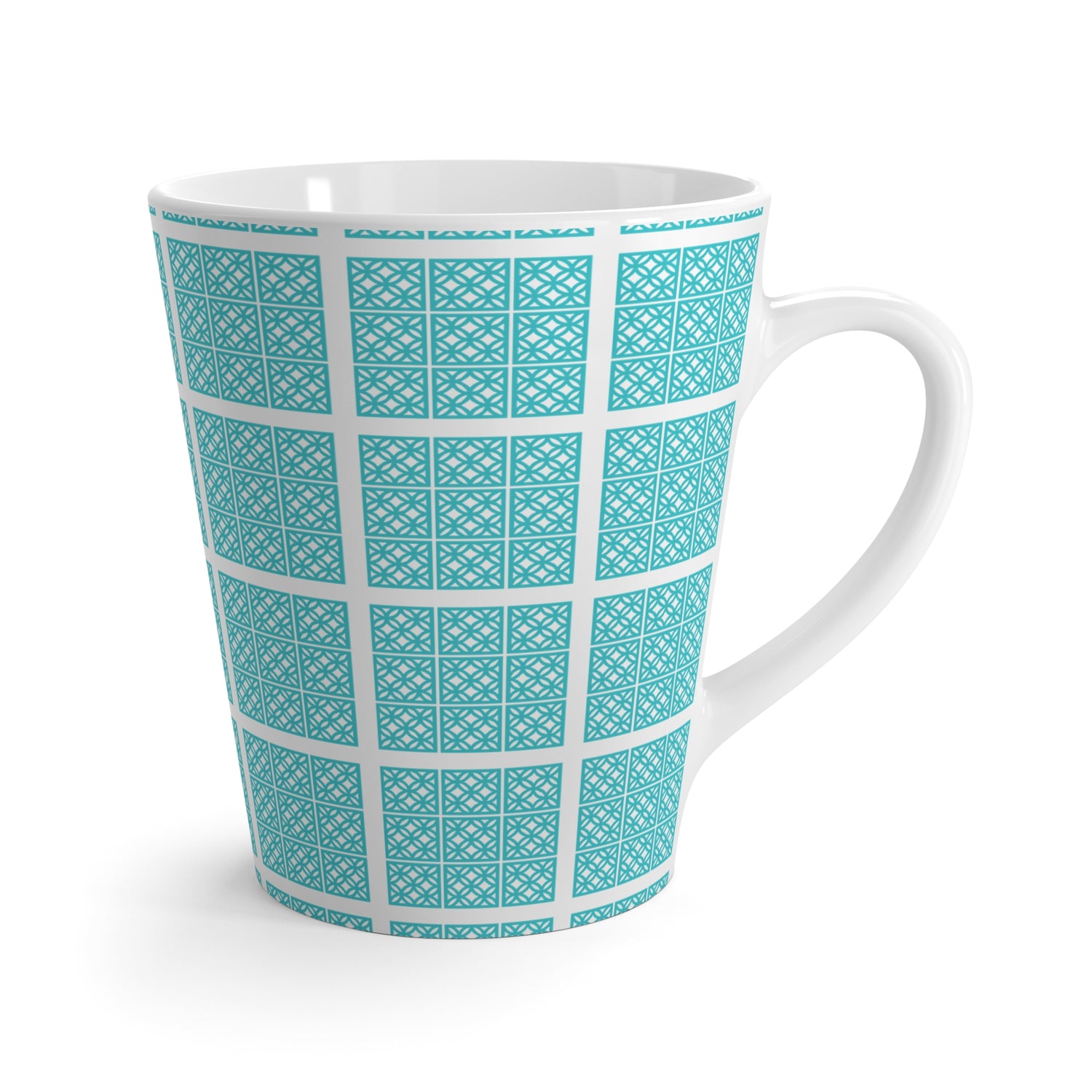 Mid Century Modern Breeze Block Blue, Kitschy Mod Latte Mug - Perfect for Coffee Lovers &amp; Gift Giving - Mid Century Modern Gal