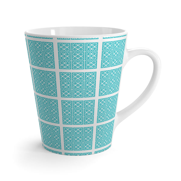 Mid Century Modern Breeze Block Blue, Kitschy Mod Latte Mug - Perfect for Coffee Lovers & Gift Giving