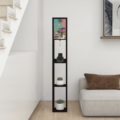 Mid Mod Retro Floor Lamp with Shelves, Adorned With Atomic Kitschy Cats In MCM Livingroom Scene - Mid Century Modern Gal