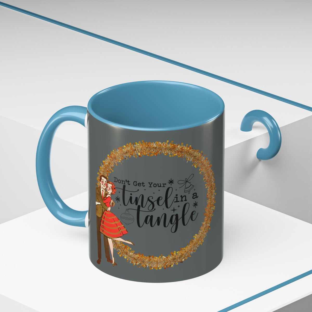 Don't Get Your Tinsel In A Tangle,  Vintage 50s Kitschy Christmas Holiday Co-Worker, Secret Santa Mug Gift - Mid Century Modern Gal