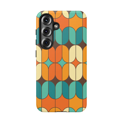 Mid Century Modern Orange, Teal Geometric Mod Designed Tough Phone Case