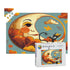 Atomic Celestial Moon, Kitschy Atomic Cat Harvest Halloween Wooden Jigsaw Puzzle - Mid Century Modern Gal