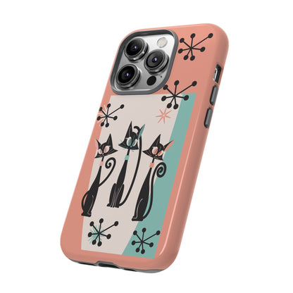 Atomic Cat Mid Mod Coral Aqua Blue Starburst Kitschy Fun Chic Samsung, Smart Phones Tough Cases