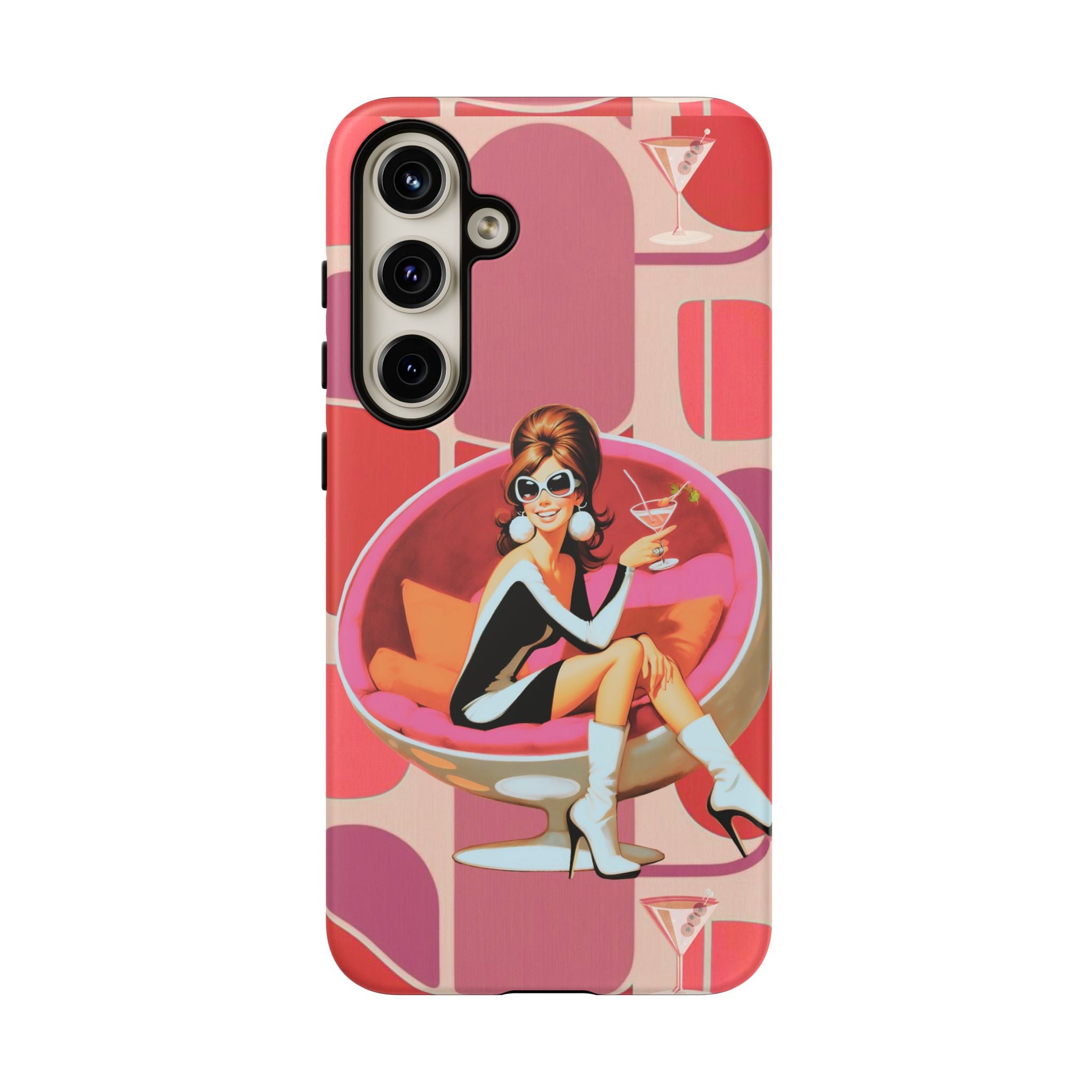 Mid Mod 60s Mod Gal, Kick Back Enjoy, Retro Chic Phone Case with Cocktail Design - Mid Century Modern Gal