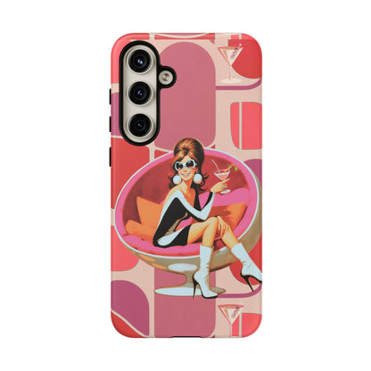 Mid Mod 60s Mod Gal, Kick Back Enjoy, Retro Chic Phone Case with Cocktail Design - Mid Century Modern Gal