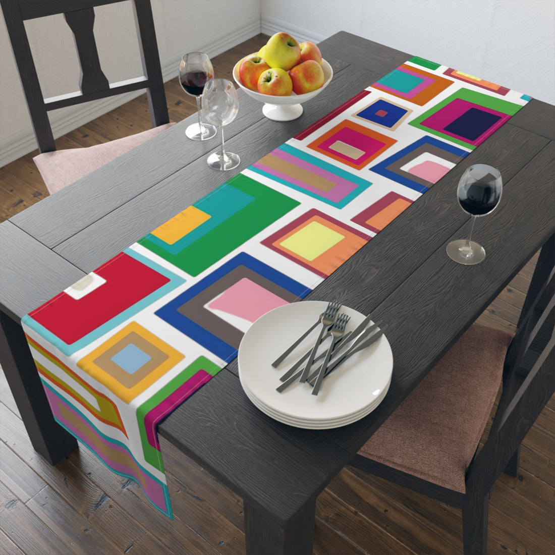 Mid Century Modern Geometric Funky Bold, Colorful MCM Kitchen, Dining Table Runner - Mid Century Modern Gal